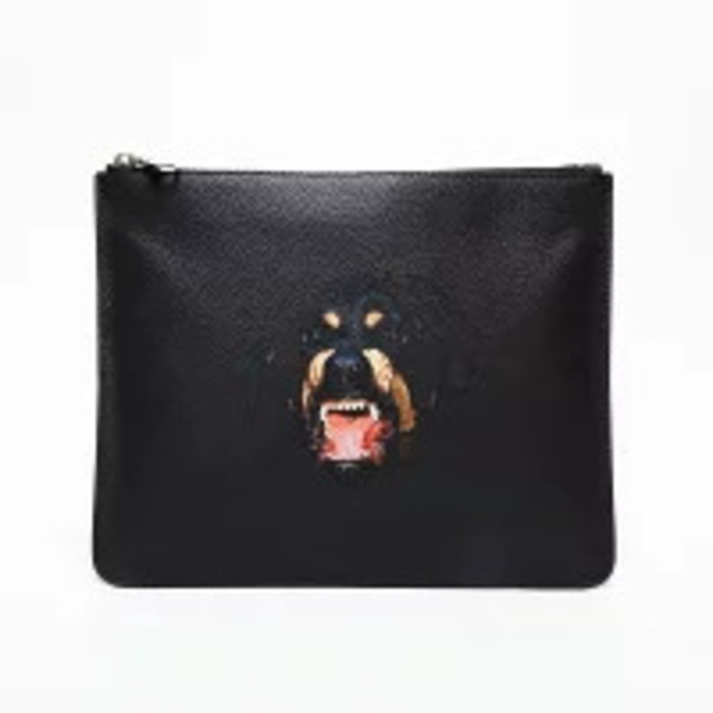 Givenchy Dog Bag Clutch Brown Leather Rottweiler